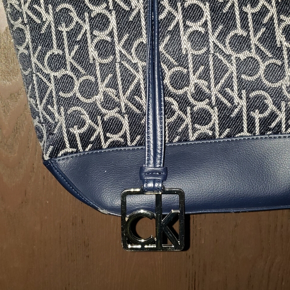 Calvin Klein Navy and White CK Pattern Tote - Picture 3 of 6